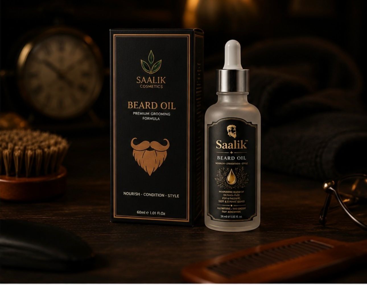 Saalik Premium Beard Oil – Nourish, Condition & Style – 60ml