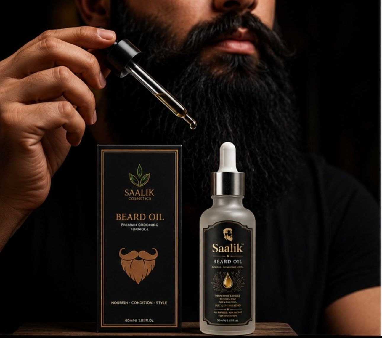 Saalik Premium Beard Oil – Nourish, Condition & Style – 60ml